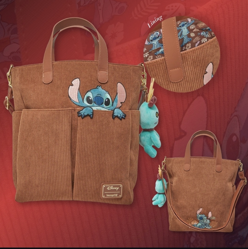 Loungefly Disney Lilo & Stitch Corduroy Stitch & Scrump Tote Bag - Exclusive